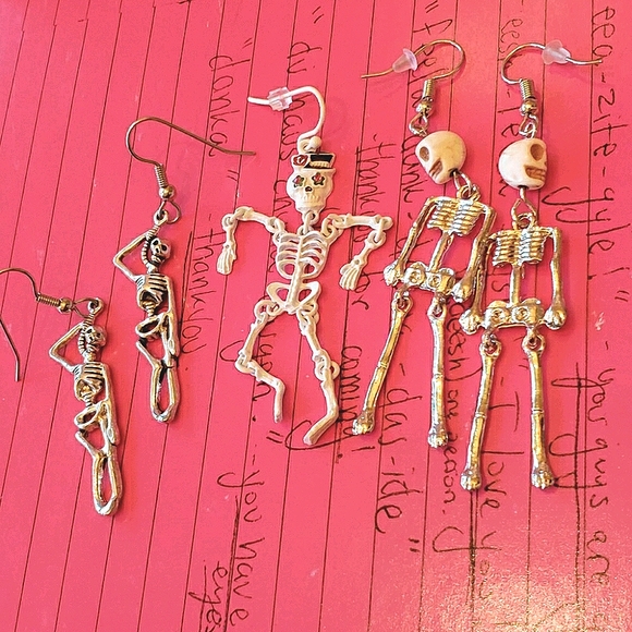Skeleton Earring Dangles Lot 5 NWT - Picture 1 of 6